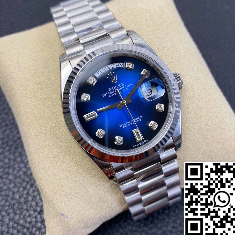 EW Blue M128239-0023 Rolex Factory Gradient Dial Day-Date Diamond 0420